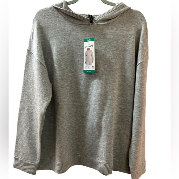 LazyPants Soft Knit Hoodie XL Grey Soft Cozy Lounge Pullover NWT Relaxed Fit - Picture 5 of 7
